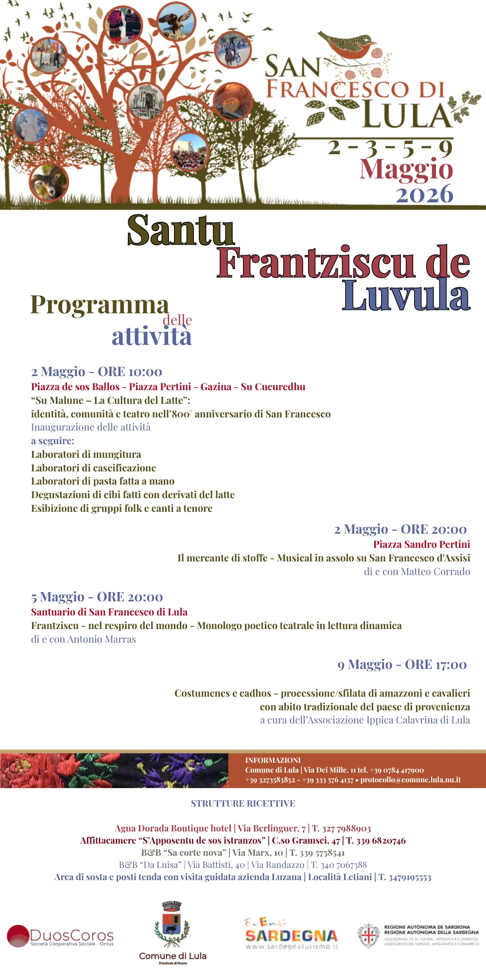 Santu Frantziscu de Luvula 2-5-9 Maggio 2026