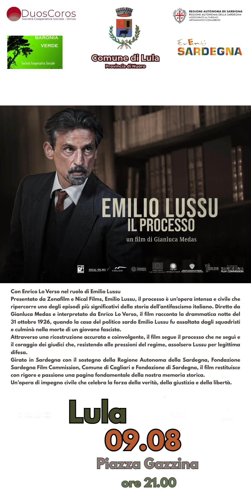 Proiezione  film 'emilio lussu - il processo'