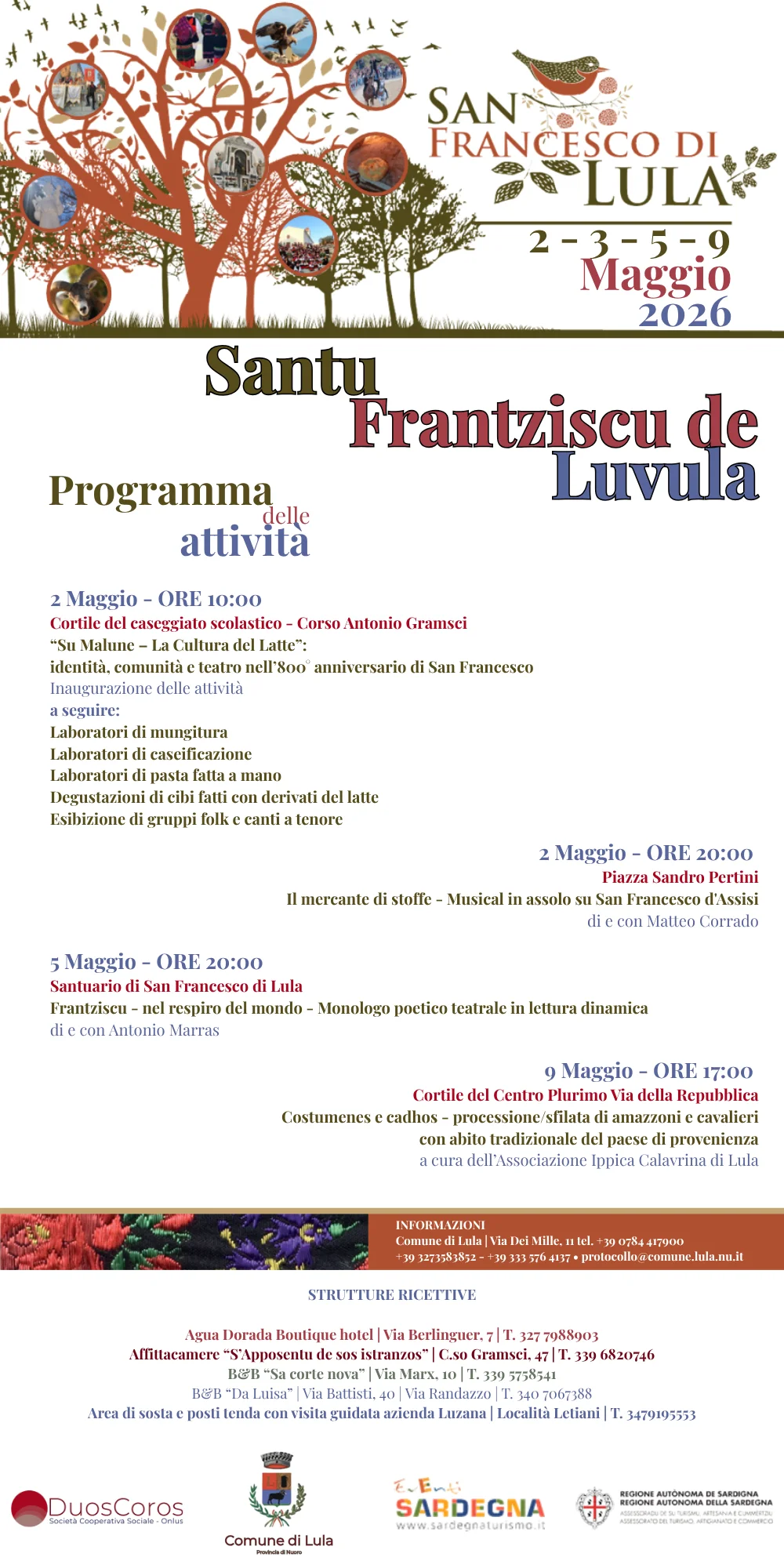 Santu Frantziscu de Luvula 2-5-9 Maggio 2026