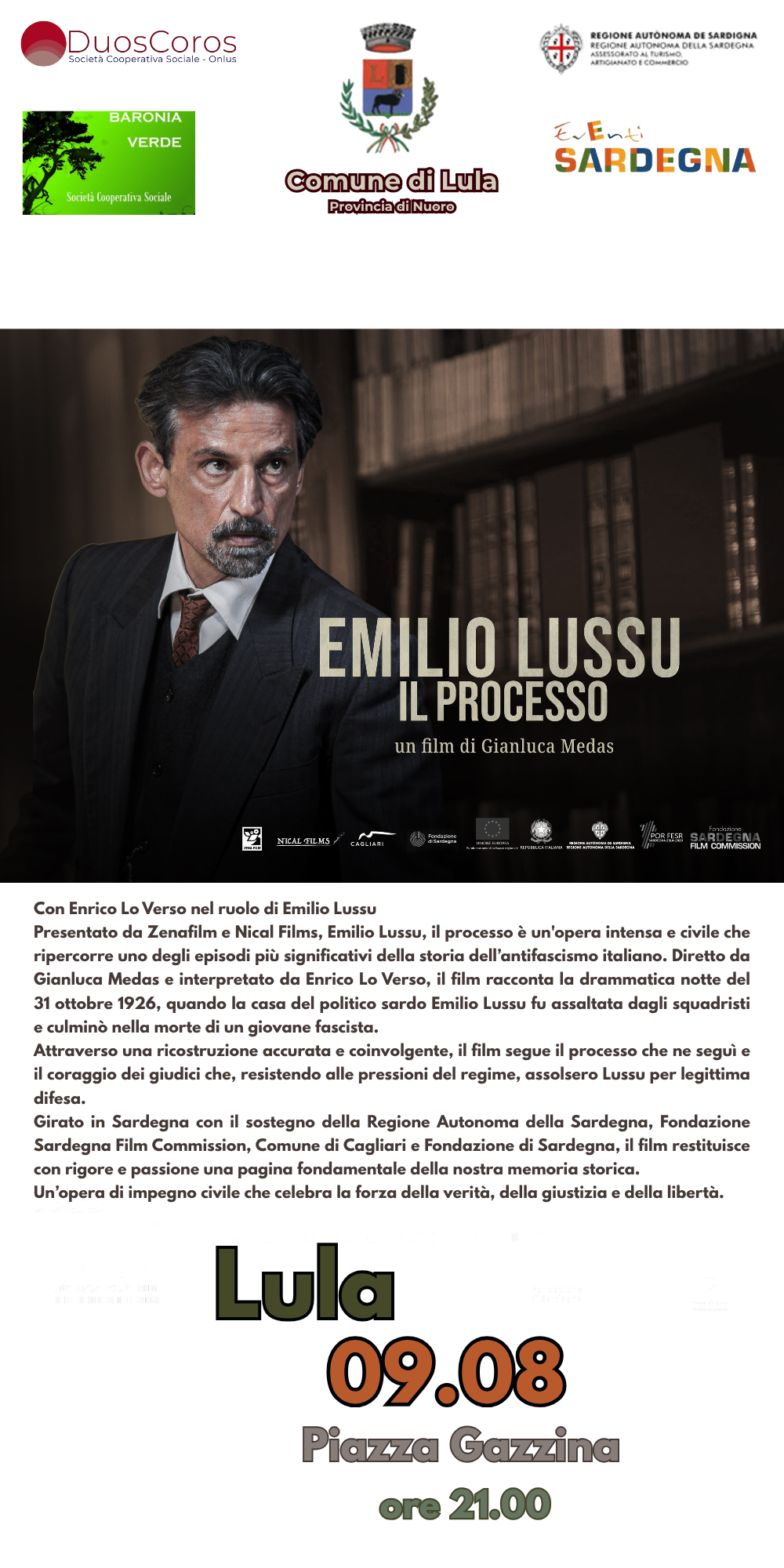 PROIEZIONE  FILM 'EMILIO LUSSU - IL PROCESSO'